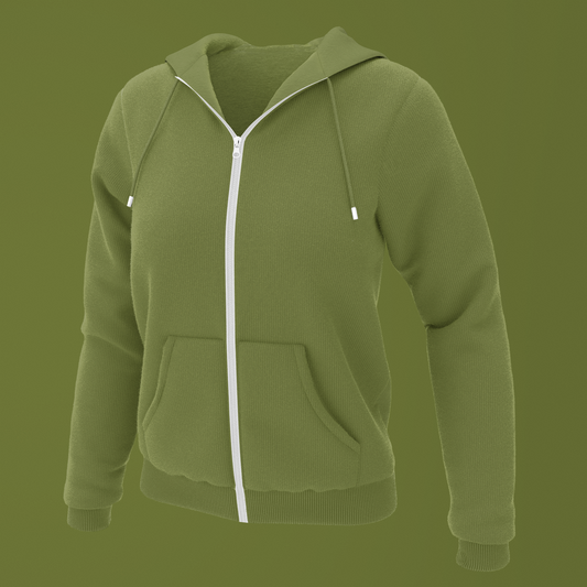 Olive Green Zipper Hoodie