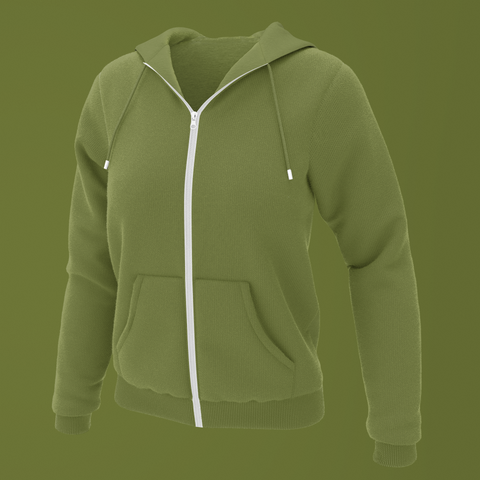 Olive Green Zipper Hoodie